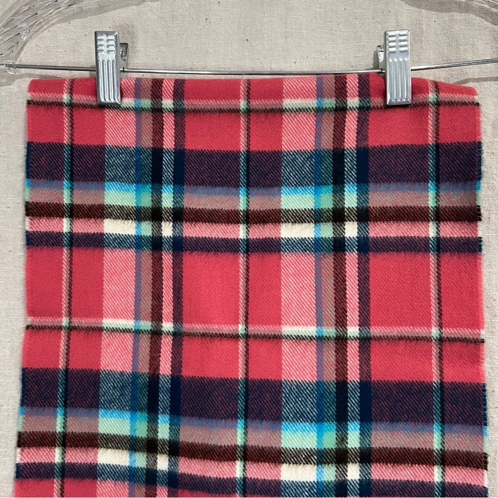 MADE IN SCOTLAND | 100% Cashmere Plaid Pink and Blue Scarf - Picture 2 of 7